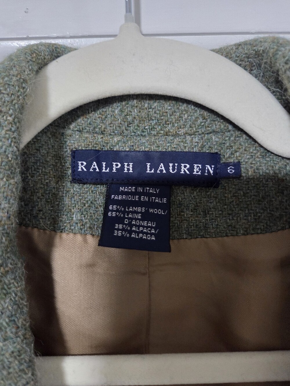 Ralph Lauren Classic Tweed Blazer With Suede Elbow Patches, Sz 6 - Picture 3 of 4